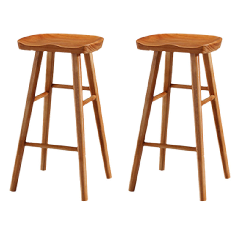 Modern Backless Counter Stool Armless Solid Wood Footrest Bar Stool Distressed Wood 2 Piece Set Bar Stool(30"H) Clearhalo 'Bar Furniture' 'Bar Stools' 'bar_stools' 'furn' 'furn_bar_stools' 'Furniture' 'Kitchen & Dining Furniture' 5812846