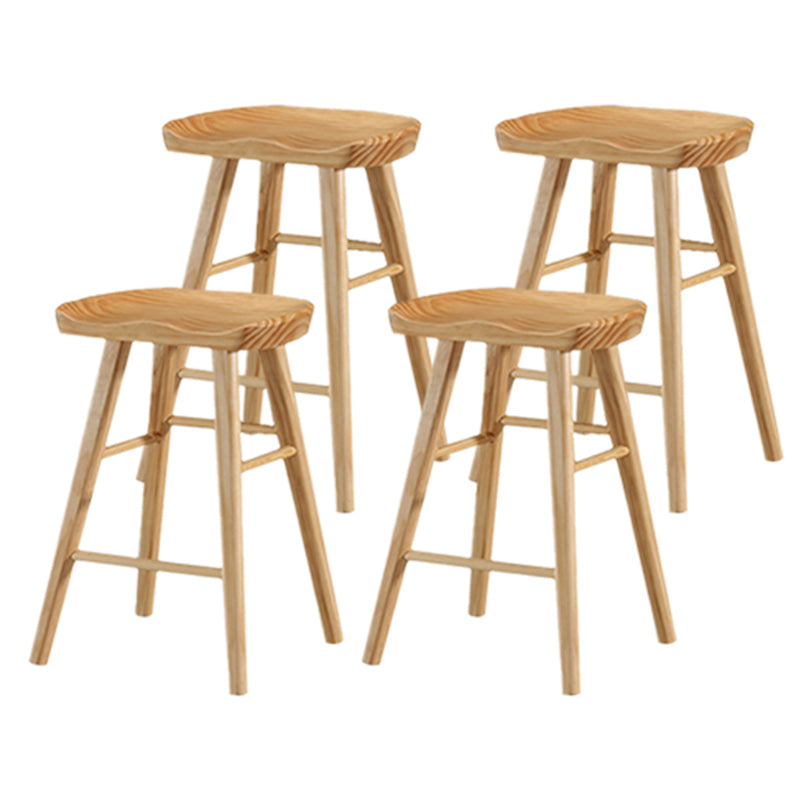 Modern Backless Counter Stool Armless Solid Wood Footrest Bar Stool Wood 4 Piece Set Short Stool(22"H) Clearhalo 'Bar Furniture' 'Bar Stools' 'bar_stools' 'furn' 'furn_bar_stools' 'Furniture' 'Kitchen & Dining Furniture' 5812847