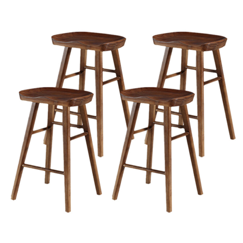 Modern Backless Counter Stool Armless Solid Wood Footrest Bar Stool Black 4 Piece Set Short Stool(22"H) Clearhalo 'Bar Furniture' 'Bar Stools' 'bar_stools' 'furn' 'furn_bar_stools' 'Furniture' 'Kitchen & Dining Furniture' 5812848