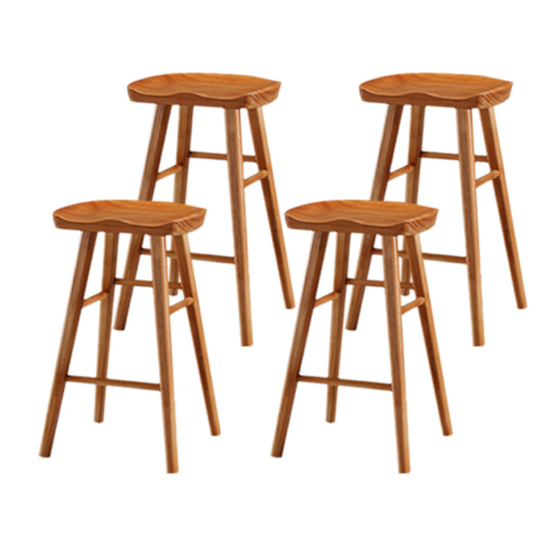 Modern Backless Counter Stool Armless Solid Wood Footrest Bar Stool Distressed Wood 4 Piece Set Short Stool(22"H) Clearhalo 'Bar Furniture' 'Bar Stools' 'bar_stools' 'furn' 'furn_bar_stools' 'Furniture' 'Kitchen & Dining Furniture' 5812849