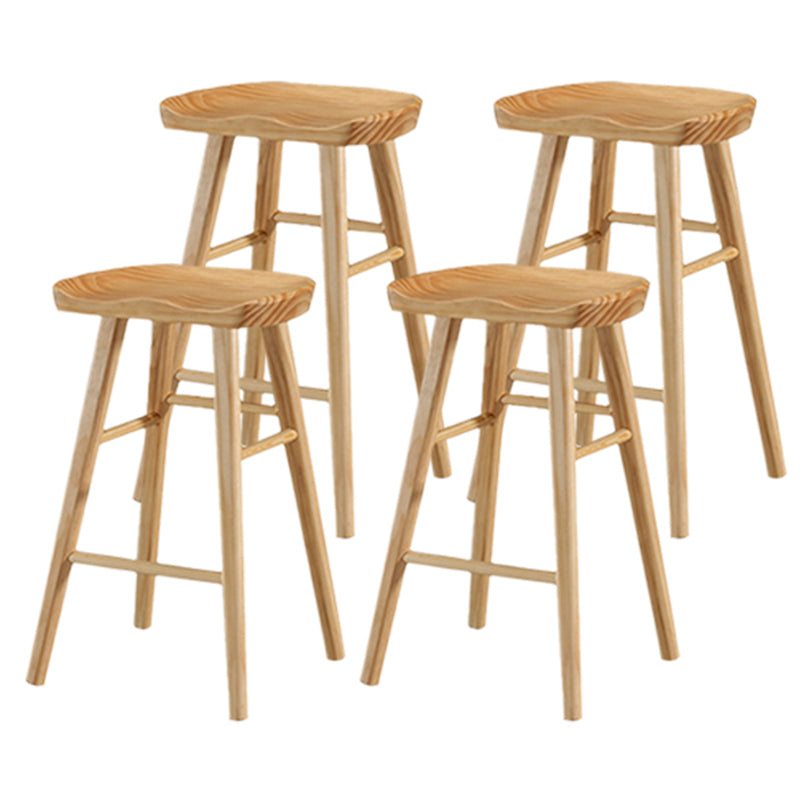 Modern Backless Counter Stool Armless Solid Wood Footrest Bar Stool Wood 4 Piece Set Counter Stool(26"H) Clearhalo 'Bar Furniture' 'Bar Stools' 'bar_stools' 'furn' 'furn_bar_stools' 'Furniture' 'Kitchen & Dining Furniture' 5812850