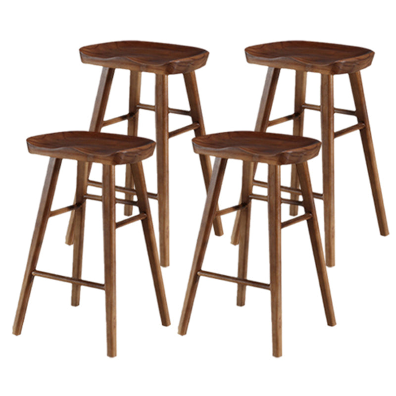 Modern Backless Counter Stool Armless Solid Wood Footrest Bar Stool Black 4 Piece Set Counter Stool(26"H) Clearhalo 'Bar Furniture' 'Bar Stools' 'bar_stools' 'furn' 'furn_bar_stools' 'Furniture' 'Kitchen & Dining Furniture' 5812851