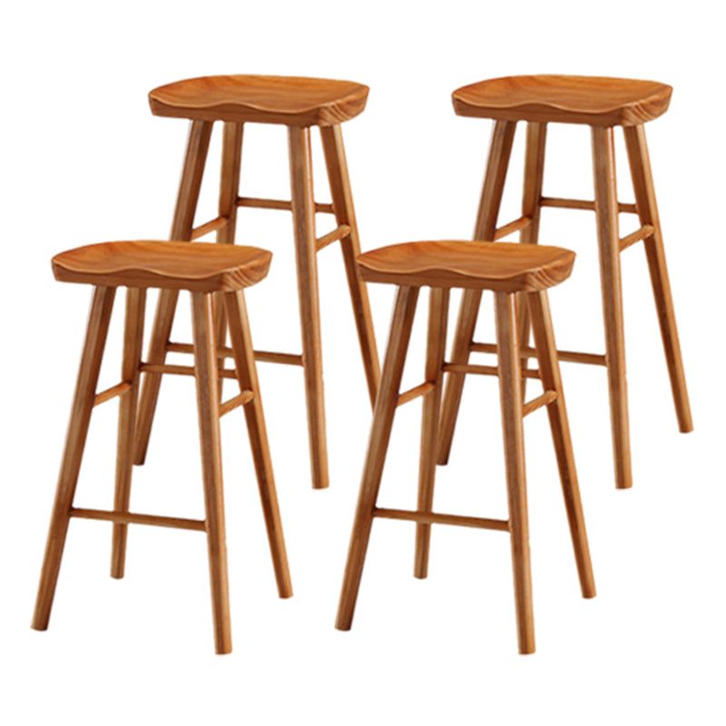 Modern Backless Counter Stool Armless Solid Wood Footrest Bar Stool Distressed Wood 4 Piece Set Counter Stool(26"H) Clearhalo 'Bar Furniture' 'Bar Stools' 'bar_stools' 'furn' 'furn_bar_stools' 'Furniture' 'Kitchen & Dining Furniture' 5812852