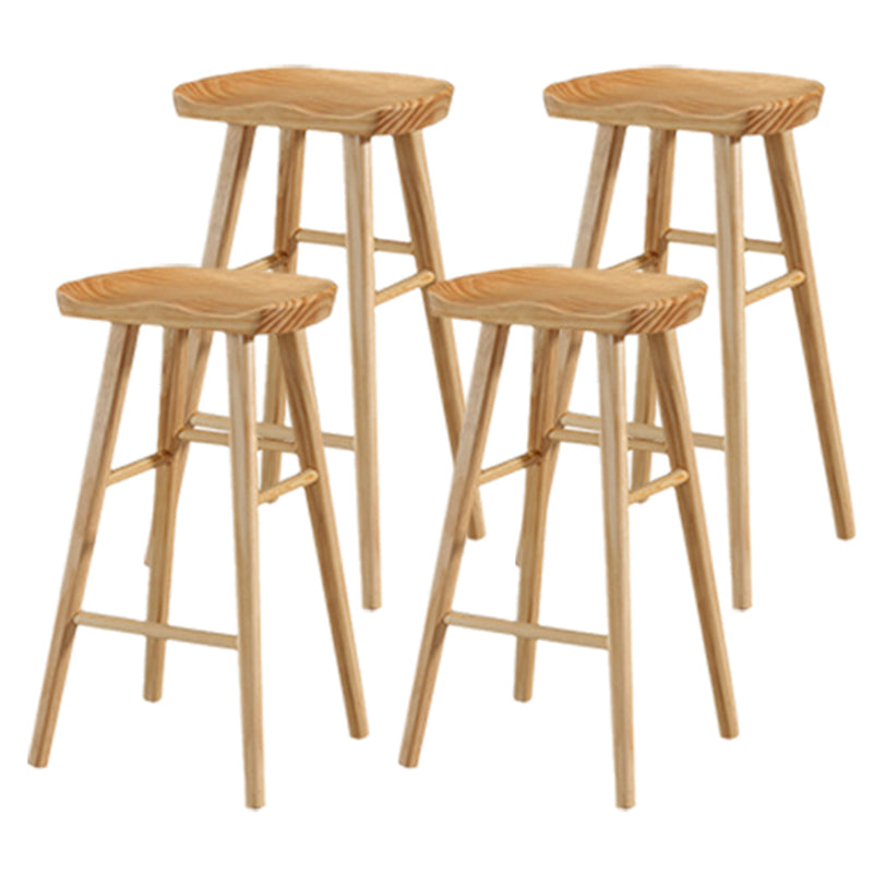 Modern Backless Counter Stool Armless Solid Wood Footrest Bar Stool Wood 4 Piece Set Bar Stool(30"H) Clearhalo 'Bar Furniture' 'Bar Stools' 'bar_stools' 'furn' 'furn_bar_stools' 'Furniture' 'Kitchen & Dining Furniture' 5812853