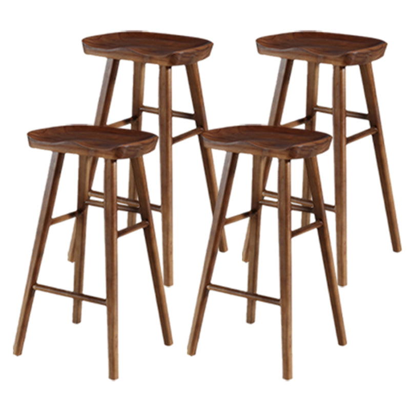 Modern Backless Counter Stool Armless Solid Wood Footrest Bar Stool Black 4 Piece Set Bar Stool(30"H) Clearhalo 'Bar Furniture' 'Bar Stools' 'bar_stools' 'furn' 'furn_bar_stools' 'Furniture' 'Kitchen & Dining Furniture' 5812854