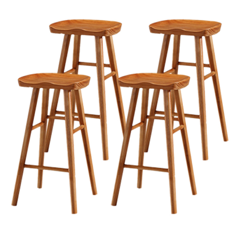 Modern Backless Counter Stool Armless Solid Wood Footrest Bar Stool Distressed Wood 4 Piece Set Bar Stool(30"H) Clearhalo 'Bar Furniture' 'Bar Stools' 'bar_stools' 'furn' 'furn_bar_stools' 'Furniture' 'Kitchen & Dining Furniture' 5812855
