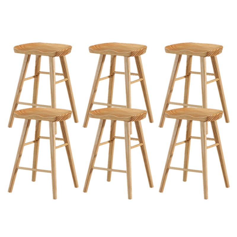 Modern Backless Counter Stool Armless Solid Wood Footrest Bar Stool Wood 6 Piece Set Short Stool(22"H) Clearhalo 'Bar Furniture' 'Bar Stools' 'bar_stools' 'furn' 'furn_bar_stools' 'Furniture' 'Kitchen & Dining Furniture' 5812856