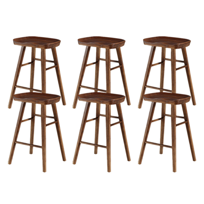 Modern Backless Counter Stool Armless Solid Wood Footrest Bar Stool Black 6 Piece Set Short Stool(22"H) Clearhalo 'Bar Furniture' 'Bar Stools' 'bar_stools' 'furn' 'furn_bar_stools' 'Furniture' 'Kitchen & Dining Furniture' 5812857