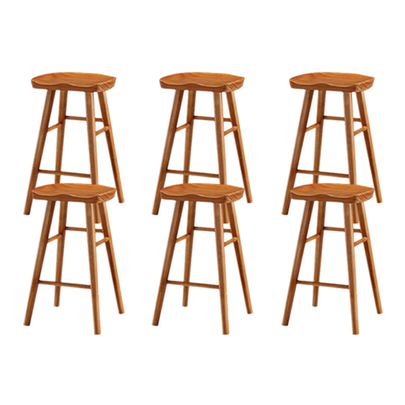 Modern Backless Counter Stool Armless Solid Wood Footrest Bar Stool Distressed Wood 6 Piece Set Short Stool(22"H) Clearhalo 'Bar Furniture' 'Bar Stools' 'bar_stools' 'furn' 'furn_bar_stools' 'Furniture' 'Kitchen & Dining Furniture' 5812858