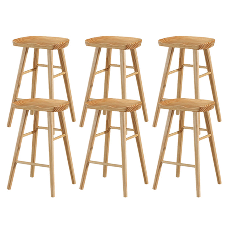 Modern Backless Counter Stool Armless Solid Wood Footrest Bar Stool Wood 6 Piece Set Counter Stool(26"H) Clearhalo 'Bar Furniture' 'Bar Stools' 'bar_stools' 'furn' 'furn_bar_stools' 'Furniture' 'Kitchen & Dining Furniture' 5812859