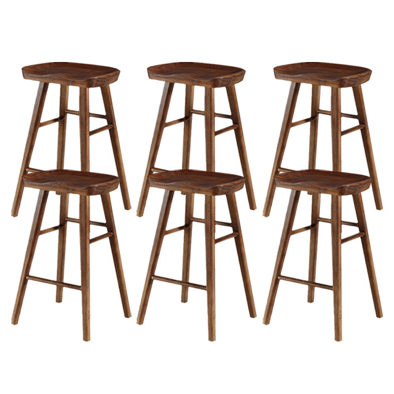 Modern Backless Counter Stool Armless Solid Wood Footrest Bar Stool Black 6 Piece Set Counter Stool(26"H) Clearhalo 'Bar Furniture' 'Bar Stools' 'bar_stools' 'furn' 'furn_bar_stools' 'Furniture' 'Kitchen & Dining Furniture' 5812860