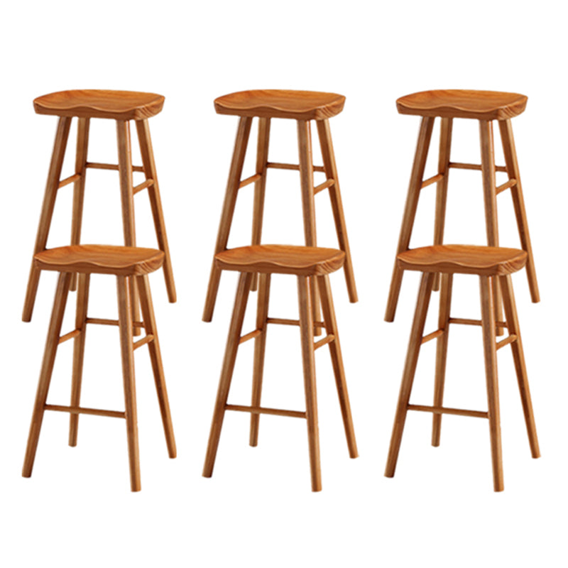 Modern Backless Counter Stool Armless Solid Wood Footrest Bar Stool Distressed Wood 6 Piece Set Counter Stool(26"H) Clearhalo 'Bar Furniture' 'Bar Stools' 'bar_stools' 'furn' 'furn_bar_stools' 'Furniture' 'Kitchen & Dining Furniture' 5812861