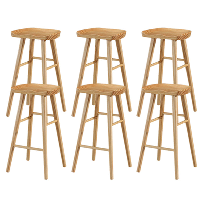 Modern Backless Counter Stool Armless Solid Wood Footrest Bar Stool Wood 6 Piece Set Bar Stool(30"H) Clearhalo 'Bar Furniture' 'Bar Stools' 'bar_stools' 'furn' 'furn_bar_stools' 'Furniture' 'Kitchen & Dining Furniture' 5812862