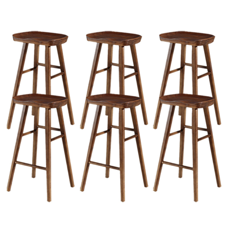 Modern Backless Counter Stool Armless Solid Wood Footrest Bar Stool Black 6 Piece Set Bar Stool(30"H) Clearhalo 'Bar Furniture' 'Bar Stools' 'bar_stools' 'furn' 'furn_bar_stools' 'Furniture' 'Kitchen & Dining Furniture' 5812863