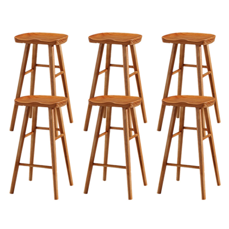 Modern Backless Counter Stool Armless Solid Wood Footrest Bar Stool Distressed Wood 6 Piece Set Bar Stool(30"H) Clearhalo 'Bar Furniture' 'Bar Stools' 'bar_stools' 'furn' 'furn_bar_stools' 'Furniture' 'Kitchen & Dining Furniture' 5812864