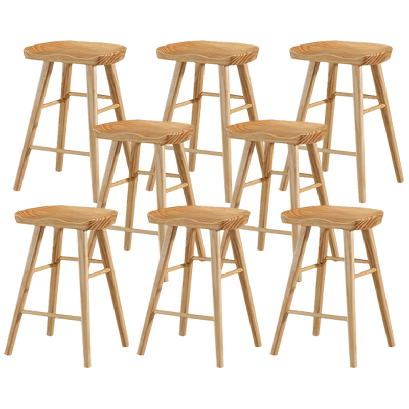 Modern Backless Counter Stool Armless Solid Wood Footrest Bar Stool Wood 8 Piece Set Short Stool(22"H) Clearhalo 'Bar Furniture' 'Bar Stools' 'bar_stools' 'furn' 'furn_bar_stools' 'Furniture' 'Kitchen & Dining Furniture' 5812865