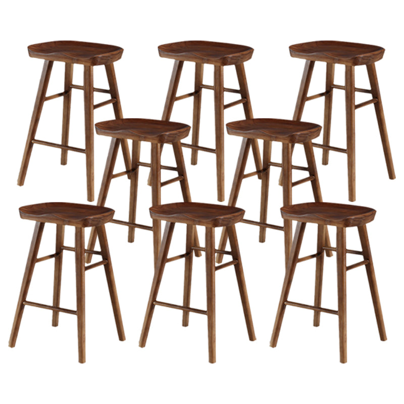 Modern Backless Counter Stool Armless Solid Wood Footrest Bar Stool Black 8 Piece Set Short Stool(22"H) Clearhalo 'Bar Furniture' 'Bar Stools' 'bar_stools' 'furn' 'furn_bar_stools' 'Furniture' 'Kitchen & Dining Furniture' 5812866