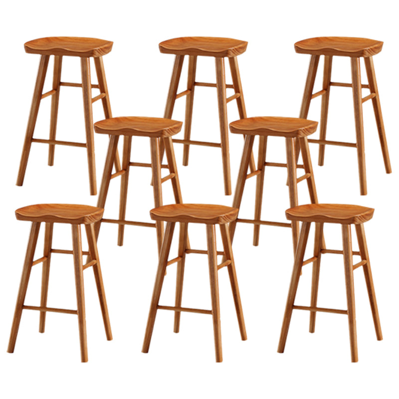Modern Backless Counter Stool Armless Solid Wood Footrest Bar Stool Distressed Wood 8 Piece Set Short Stool(22"H) Clearhalo 'Bar Furniture' 'Bar Stools' 'bar_stools' 'furn' 'furn_bar_stools' 'Furniture' 'Kitchen & Dining Furniture' 5812867