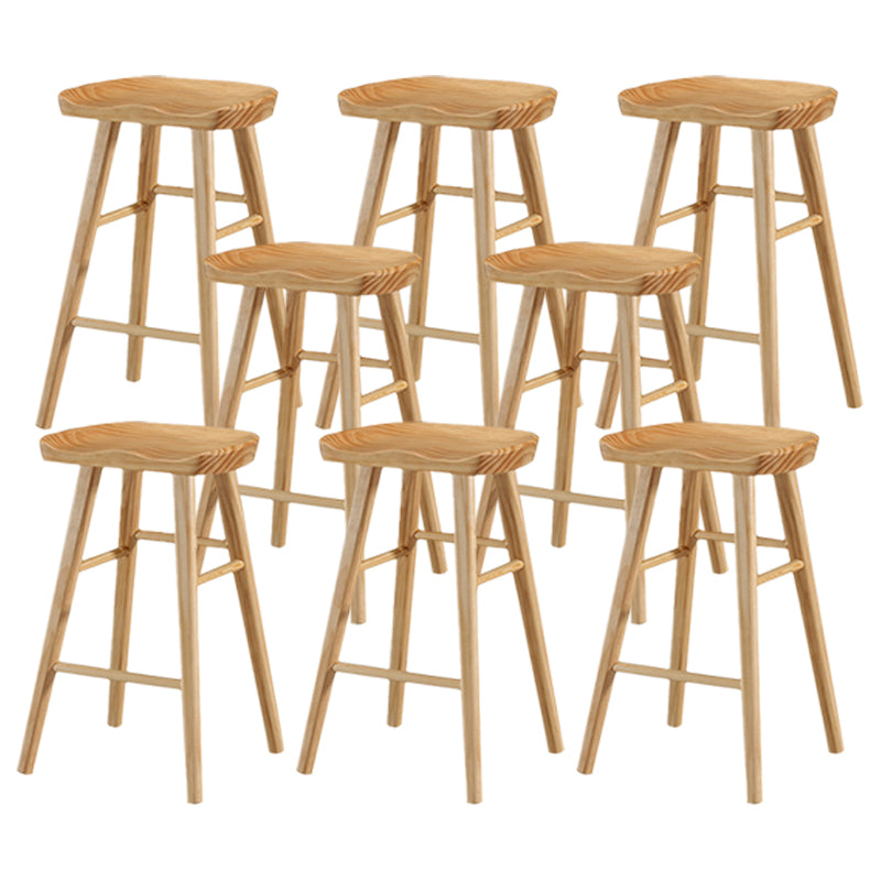 Modern Backless Counter Stool Armless Solid Wood Footrest Bar Stool Wood 8 Piece Set Counter Stool(26"H) Clearhalo 'Bar Furniture' 'Bar Stools' 'bar_stools' 'furn' 'furn_bar_stools' 'Furniture' 'Kitchen & Dining Furniture' 5812868