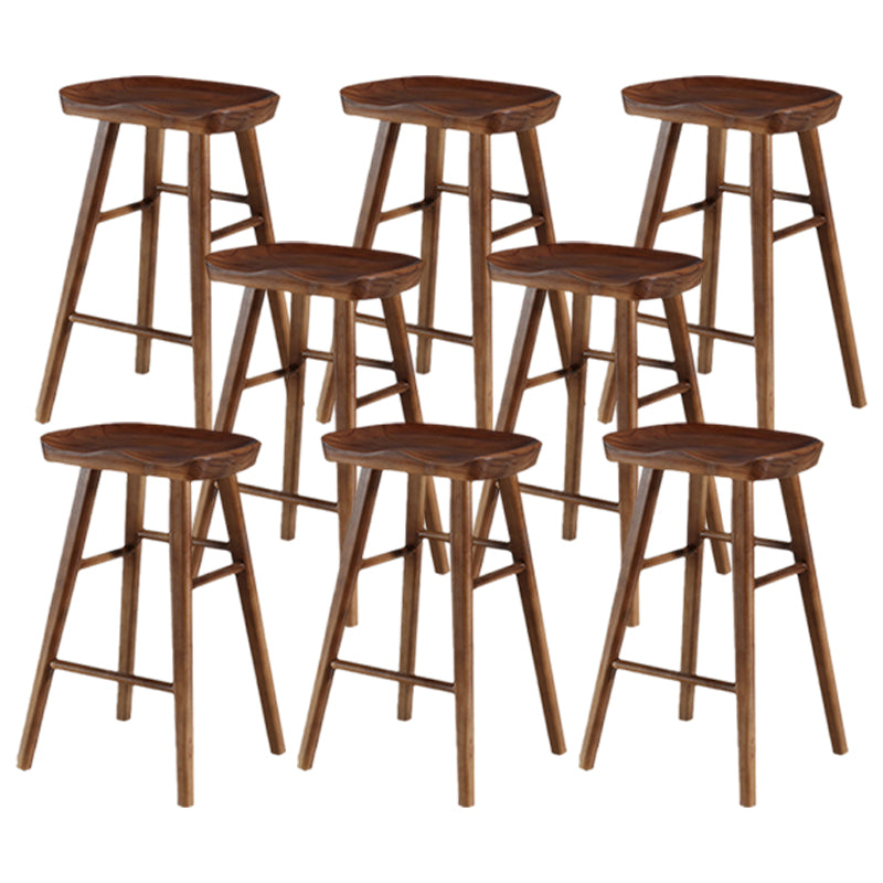 Modern Backless Counter Stool Armless Solid Wood Footrest Bar Stool Black 8 Piece Set Counter Stool(26"H) Clearhalo 'Bar Furniture' 'Bar Stools' 'bar_stools' 'furn' 'furn_bar_stools' 'Furniture' 'Kitchen & Dining Furniture' 5812869