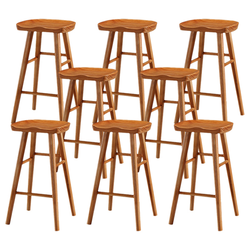 Modern Backless Counter Stool Armless Solid Wood Footrest Bar Stool Distressed Wood 8 Piece Set Counter Stool(26"H) Clearhalo 'Bar Furniture' 'Bar Stools' 'bar_stools' 'furn' 'furn_bar_stools' 'Furniture' 'Kitchen & Dining Furniture' 5812870
