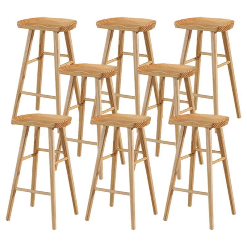 Modern Backless Counter Stool Armless Solid Wood Footrest Bar Stool Wood 8 Piece Set Bar Stool(30"H) Clearhalo 'Bar Furniture' 'Bar Stools' 'bar_stools' 'furn' 'furn_bar_stools' 'Furniture' 'Kitchen & Dining Furniture' 5812871