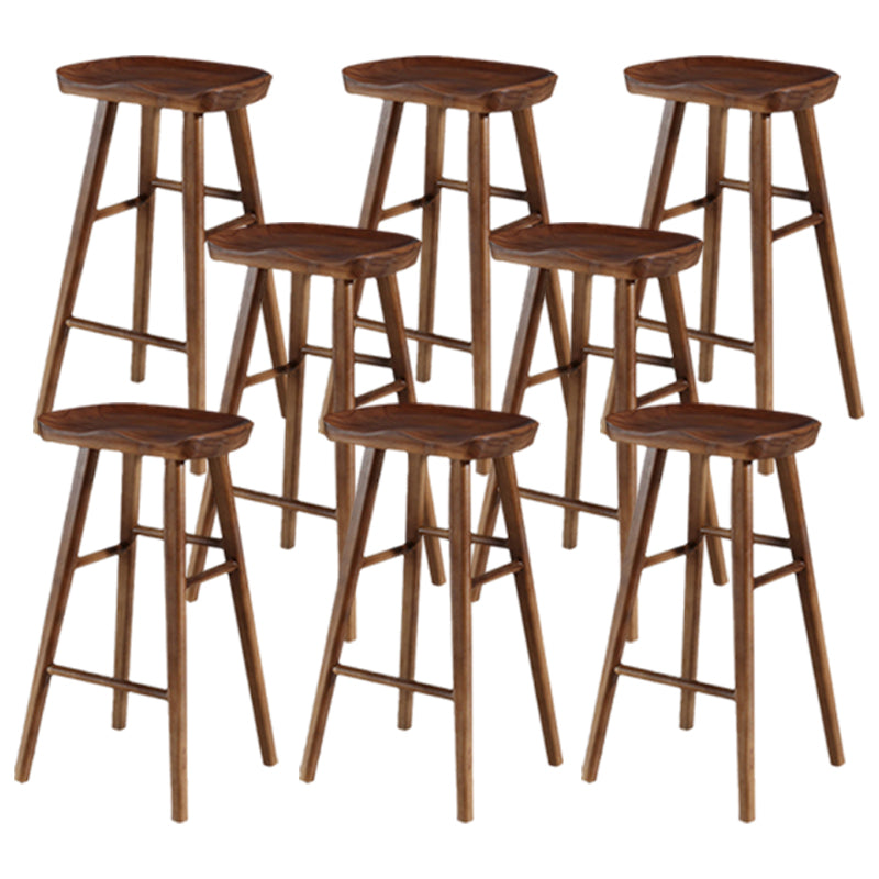 Modern Backless Counter Stool Armless Solid Wood Footrest Bar Stool Black 8 Piece Set Bar Stool(30"H) Clearhalo 'Bar Furniture' 'Bar Stools' 'bar_stools' 'furn' 'furn_bar_stools' 'Furniture' 'Kitchen & Dining Furniture' 5812872