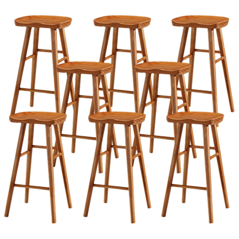 Modern Backless Counter Stool Armless Solid Wood Footrest Bar Stool Distressed Wood 8 Piece Set Bar Stool(30"H) Clearhalo 'Bar Furniture' 'Bar Stools' 'bar_stools' 'furn' 'furn_bar_stools' 'Furniture' 'Kitchen & Dining Furniture' 5812873