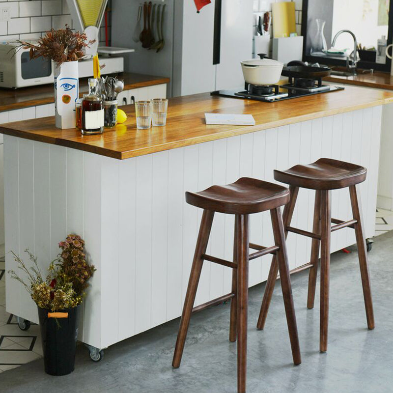 Armless Sattelsitzentheke Stuhl moderne Massivholzfußstützenstuhl Stuhl Stuhl