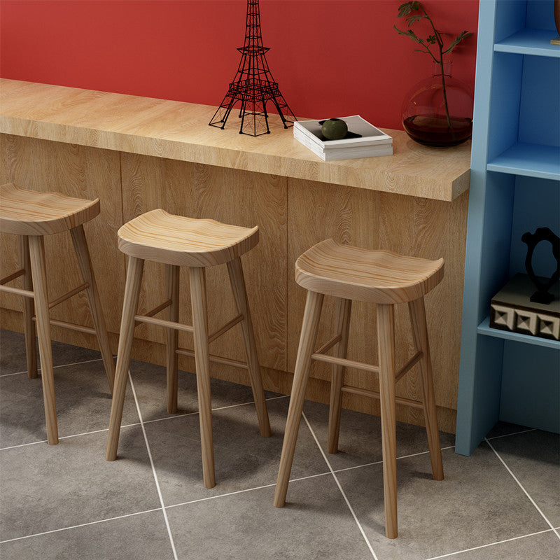 Armless Sattelsitzentheke Stuhl moderne Massivholzfußstützenstuhl Stuhl Stuhl
