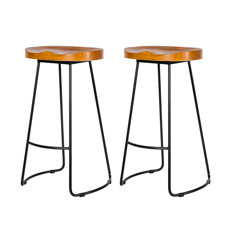 Industrial Backless Counter Stool Natural Wood Counter & Bar Stool for Coffee Shop 2 Piece Set Clearhalo 'Bar Furniture' 'Bar Stools' 'bar_stools' 'furn' 'furn_bar_stools' 'Furniture' 'Kitchen & Dining Furniture' 5812903
