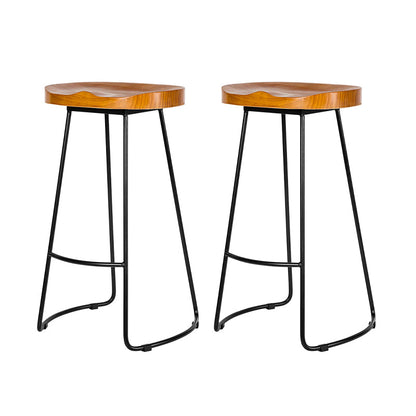 Industrial Backless Counter Stool Natural Wood Counter & Bar Stool for Coffee Shop 2 Piece Set Clearhalo 'Bar Furniture' 'Bar Stools' 'bar_stools' 'furn' 'furn_bar_stools' 'Furniture' 'Kitchen & Dining Furniture' 5812903