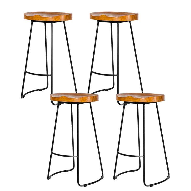 Industrial Backless Counter Stool Natural Wood Counter & Bar Stool for Coffee Shop 4 Piece Set Clearhalo 'Bar Furniture' 'Bar Stools' 'bar_stools' 'furn' 'furn_bar_stools' 'Furniture' 'Kitchen & Dining Furniture' 5812904