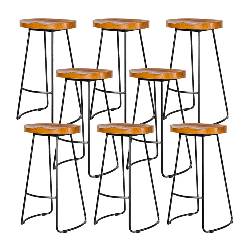 Industrial Backless Counter Stool Natural Wood Counter & Bar Stool for Coffee Shop 8 Piece Set Clearhalo 'Bar Furniture' 'Bar Stools' 'bar_stools' 'furn' 'furn_bar_stools' 'Furniture' 'Kitchen & Dining Furniture' 5812908
