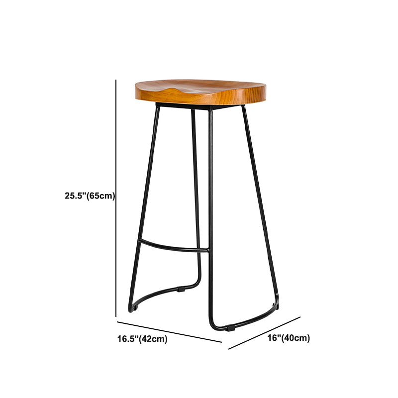 Industrial Backless Counter Stool Natural Wood Counter & Bar Stool for Coffee Shop Clearhalo 'Bar Furniture' 'Bar Stools' 'bar_stools' 'furn' 'furn_bar_stools' 'Furniture' 'Kitchen & Dining Furniture' 5812914