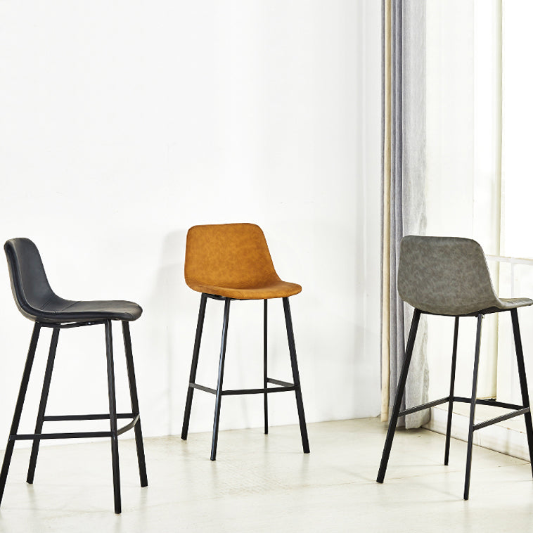 Indoor Leather Counter Chair Bucket Footrest Industrial Counter & Bar Stool