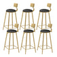 Glam Round Counter-height Stool Leather Footrest Bar Stool with Gold Base Black 6 Piece Set Clearhalo 'Bar Furniture' 'Bar Stools' 'bar_stools' 'furn' 'furn_bar_stools' 'Furniture' 'Kitchen & Dining Furniture' 5812998