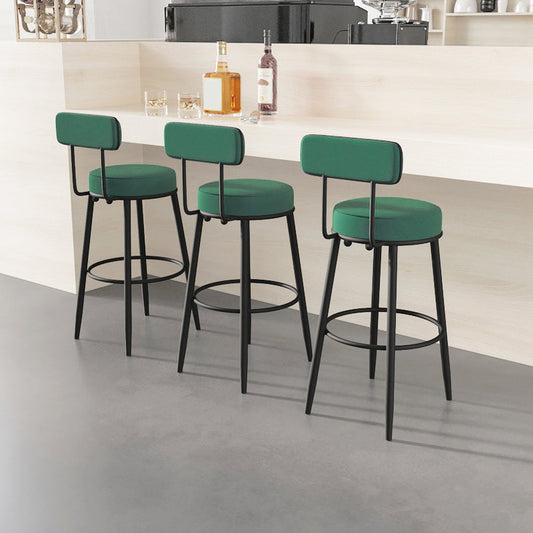 Fabric Upholstered Armless Bar Stools Scandinavian Round Seat Barstool