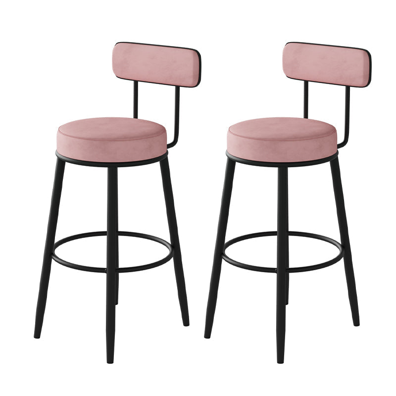 Fabric Upholstered Armless Bar Stools Scandinavian Round Seat Barstool