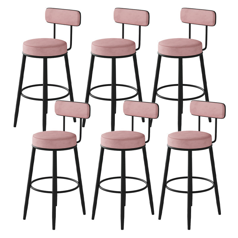 Fabric Upholstered Armless Bar Stools Scandinavian Round Seat Barstool