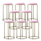 Glam Round Seat Counter Stool Faux Leather and Fabric Backless Counter Chair Pink Cotton 8 Piece Set Clearhalo 'Bar Furniture' 'Bar Stools' 'bar_stools' 'furn' 'furn_bar_stools' 'Furniture' 'Kitchen & Dining Furniture' 5813143
