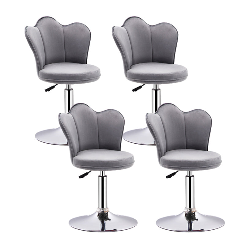 Contemporary Metal Barstool Velvet Footrest Low Back Stool with Swivel in Matte Finish Grey 4 Piece Set Short Stool(20"H) Clearhalo 'Bar Furniture' 'Bar Stools' 'bar_stools' 'furn' 'furn_bar_stools' 'Furniture' 'Kitchen & Dining Furniture' 5813172