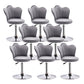 Contemporary Metal Barstool Velvet Footrest Low Back Stool with Swivel in Matte Finish Grey 8 Piece Set Short Stool(20"H) Clearhalo 'Bar Furniture' 'Bar Stools' 'bar_stools' 'furn' 'furn_bar_stools' 'Furniture' 'Kitchen & Dining Furniture' 5813174