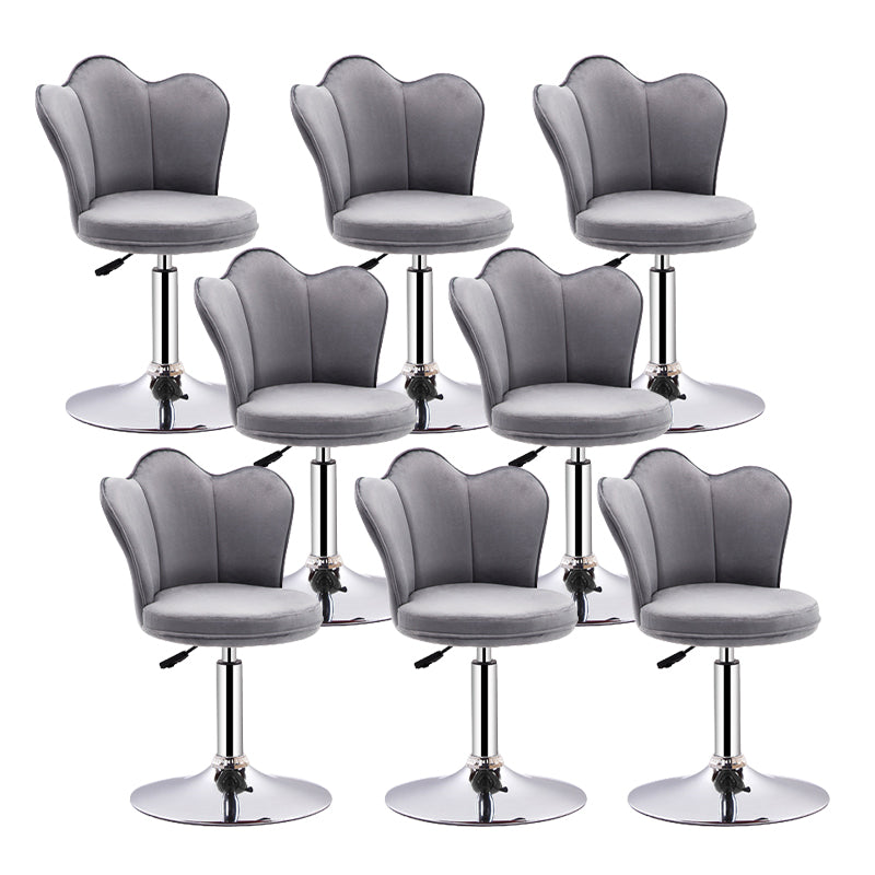 Contemporary Metal Barstool Velvet Footrest Low Back Stool with Swivel in Matte Finish Grey 8 Piece Set Short Stool(20"H) Clearhalo 'Bar Furniture' 'Bar Stools' 'bar_stools' 'furn' 'furn_bar_stools' 'Furniture' 'Kitchen & Dining Furniture' 5813174