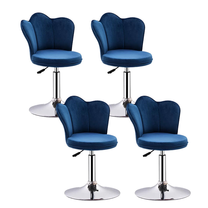 Contemporary Metal Barstool Velvet Footrest Low Back Stool with Swivel in Matte Finish Royal Blue 4 Piece Set Short Stool(20"H) Clearhalo 'Bar Furniture' 'Bar Stools' 'bar_stools' 'furn' 'furn_bar_stools' 'Furniture' 'Kitchen & Dining Furniture' 5813175