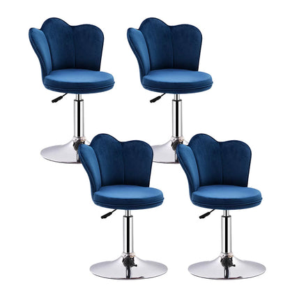 Contemporary Metal Barstool Velvet Footrest Low Back Stool with Swivel in Matte Finish Royal Blue 4 Piece Set Short Stool(20"H) Clearhalo 'Bar Furniture' 'Bar Stools' 'bar_stools' 'furn' 'furn_bar_stools' 'Furniture' 'Kitchen & Dining Furniture' 5813175