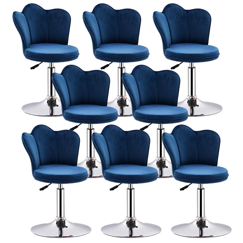 Contemporary Metal Barstool Velvet Footrest Low Back Stool with Swivel in Matte Finish Royal Blue 8 Piece Set Short Stool(20"H) Clearhalo 'Bar Furniture' 'Bar Stools' 'bar_stools' 'furn' 'furn_bar_stools' 'Furniture' 'Kitchen & Dining Furniture' 5813177