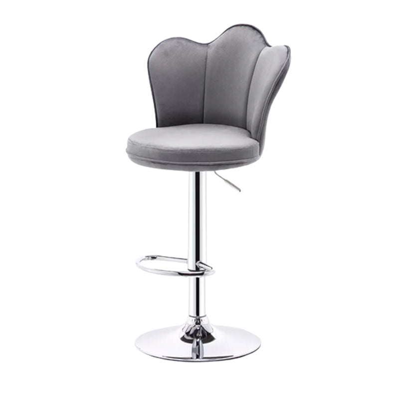 Contemporary Metal Barstool Velvet Footrest Low Back Stool with Swivel in Matte Finish Clearhalo 'Bar Furniture' 'Bar Stools' 'bar_stools' 'furn' 'furn_bar_stools' 'Furniture' 'Kitchen & Dining Furniture' 5813179