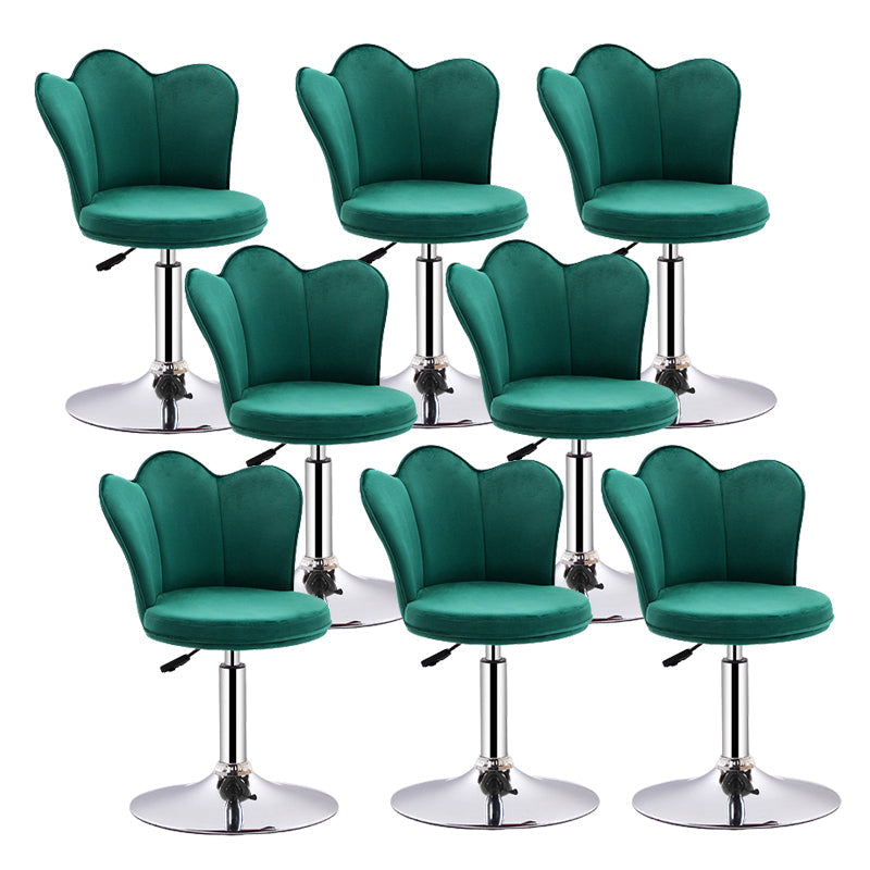 Contemporary Metal Barstool Velvet Footrest Low Back Stool with Swivel in Matte Finish Blackish Green 8 Piece Set Short Stool(20"H) Clearhalo 'Bar Furniture' 'Bar Stools' 'bar_stools' 'furn' 'furn_bar_stools' 'Furniture' 'Kitchen & Dining Furniture' 5813182