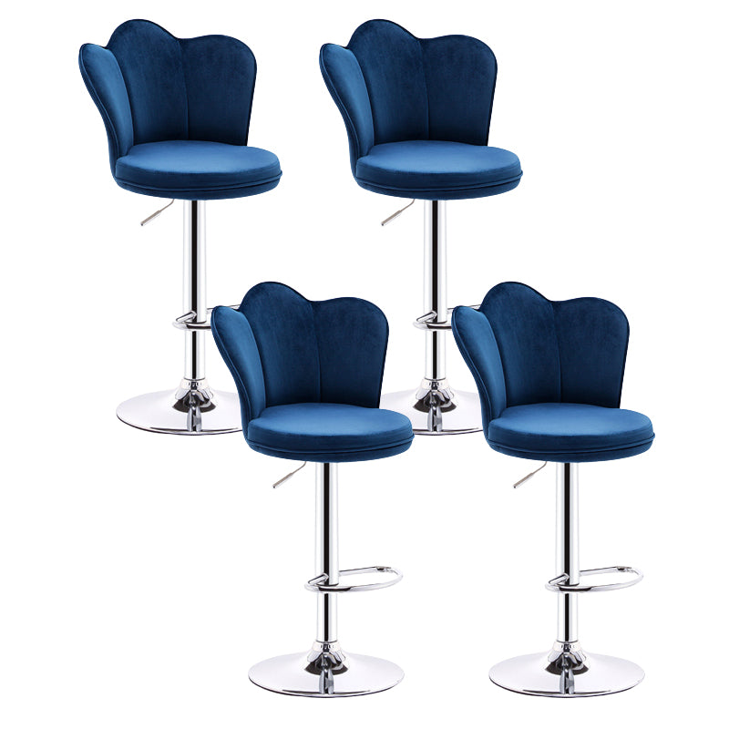 Contemporary Metal Barstool Velvet Footrest Low Back Stool with Swivel in Matte Finish Royal Blue 4 Piece Set Bar Stool(31"H) Clearhalo 'Bar Furniture' 'Bar Stools' 'bar_stools' 'furn' 'furn_bar_stools' 'Furniture' 'Kitchen & Dining Furniture' 5813184